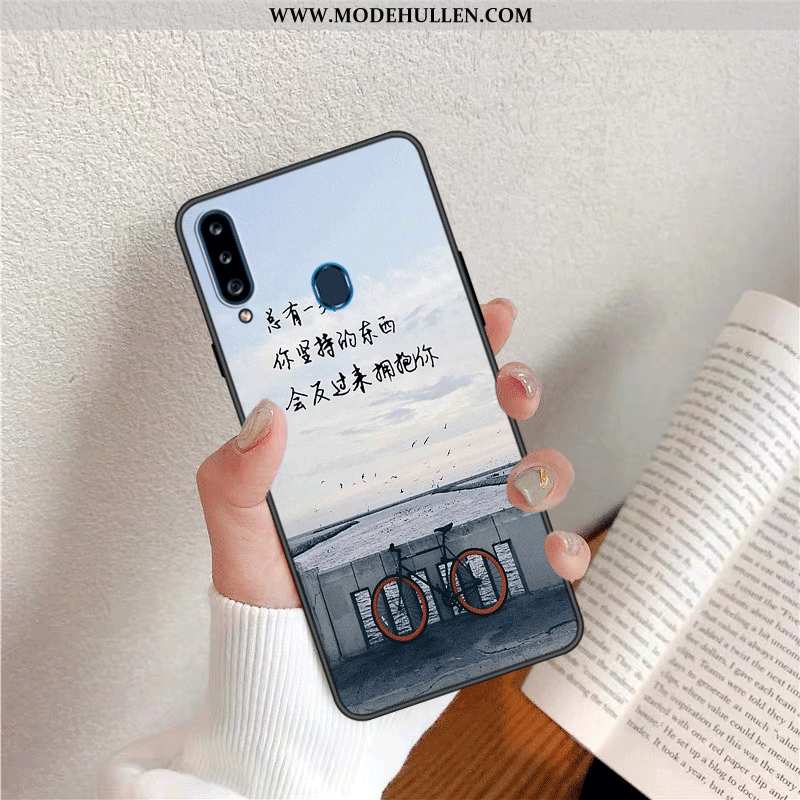 Hülle Samsung Galaxy A20s Persönlichkeit Kreativ Chinesische Art Trend Case Weiche Blau