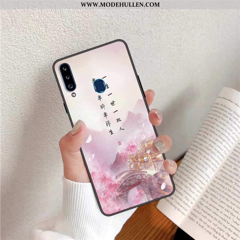 Hülle Samsung Galaxy A20s Persönlichkeit Kreativ Chinesische Art Trend Case Weiche Blau