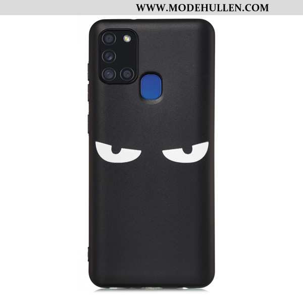 Hülle Samsung Galaxy A21s Karikatur Nubuck Anti-sturz Case Schwarz Sterne