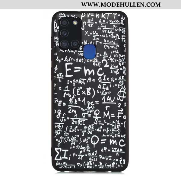 Hülle Samsung Galaxy A21s Karikatur Nubuck Anti-sturz Case Schwarz Sterne