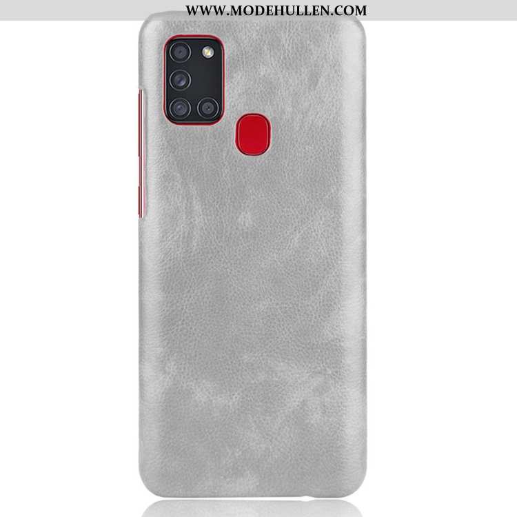 Hülle Samsung Galaxy A21s Nubuck Persönlichkeit Retro Leder Grau Handy Sterne