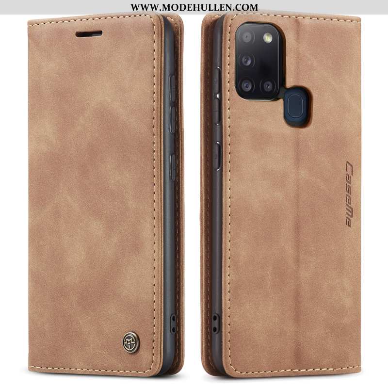 Hülle Samsung Galaxy A21s Silikon Schutz Blau Lederhülle Alles Inklusive Case Echt Leder