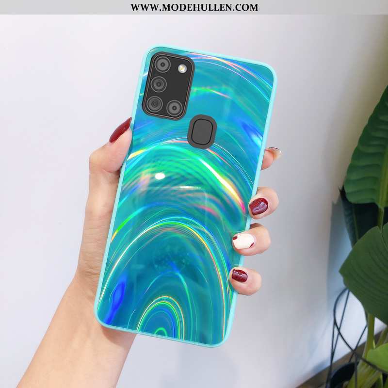 Hülle Samsung Galaxy A21s Trend Weiche Karikatur Case Mini Anti-sturz Blau