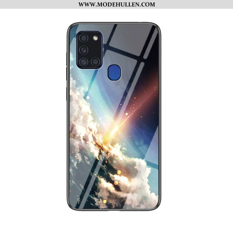 Hülle Samsung Galaxy A21s Trend Weiche Schutz Dunkelblau Sternenhimmel Case Anti-sturz