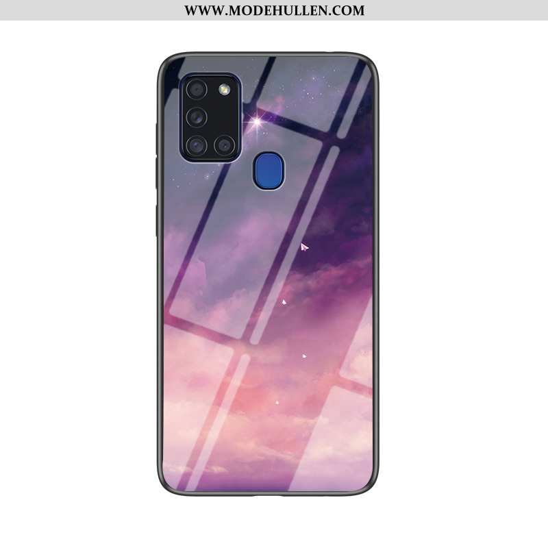 Hülle Samsung Galaxy A21s Trend Weiche Schutz Dunkelblau Sternenhimmel Case Anti-sturz