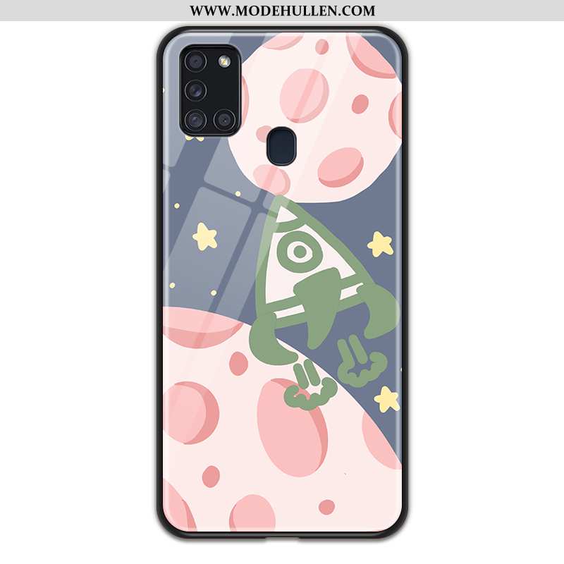 Hülle Samsung Galaxy A21s Weiche Glas Liebhaber Karikatur Planet Handy Schwarz