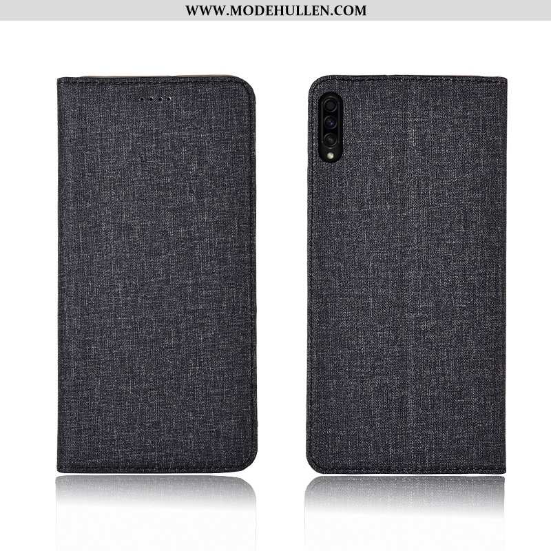 Hülle Samsung Galaxy A30s Baumwolle Und Leinen Lederhülle Nubuck Alles Inklusive Folio Handy Schutz 