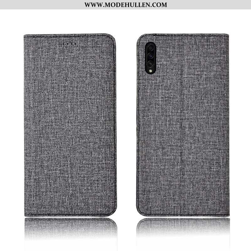 Hülle Samsung Galaxy A30s Baumwolle Und Leinen Lederhülle Nubuck Alles Inklusive Folio Handy Schutz 