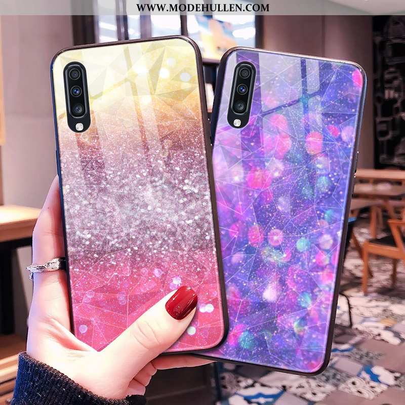 Hülle Samsung Galaxy A30s Handy Diamantform Lila Sterne