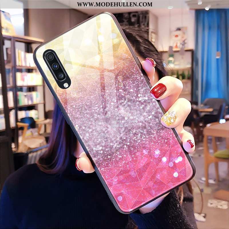 Hülle Samsung Galaxy A30s Handy Diamantform Lila Sterne