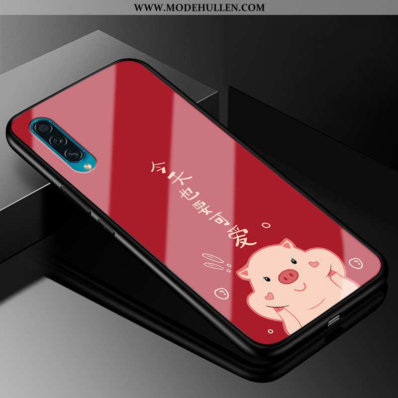Hülle Samsung Galaxy A30s Schutz Glas Netto Rot Case Leopard Muster Einfassung Rote