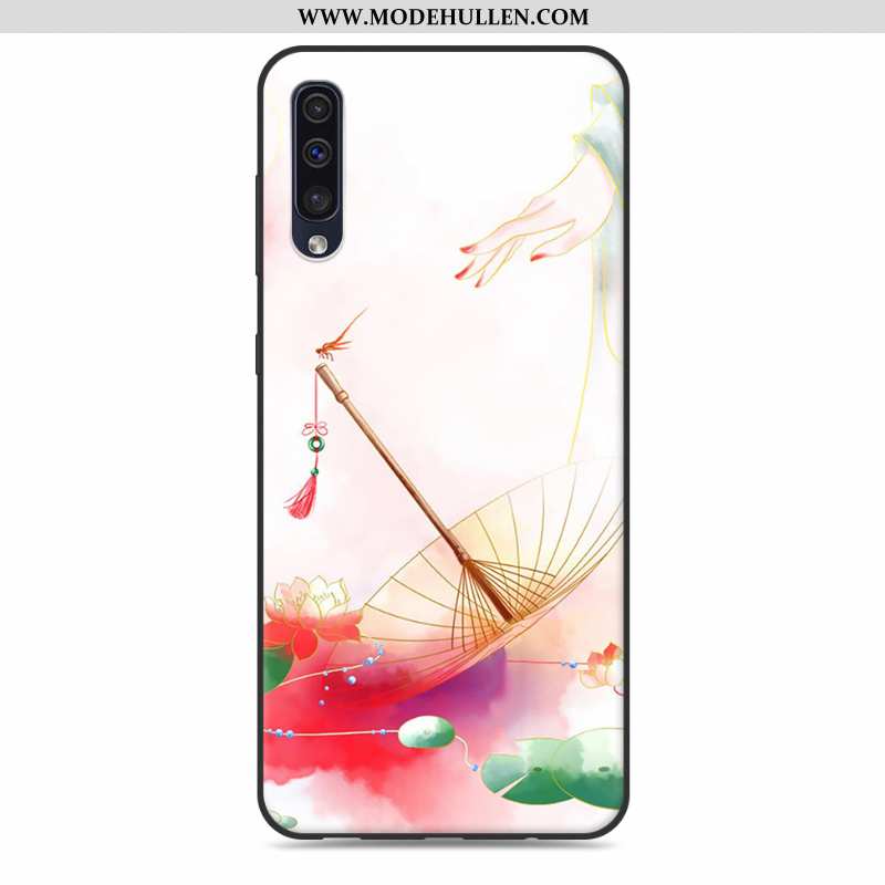 Hülle Samsung Galaxy A30s Silikon Schutz Anti-sturz Sterne Case Chinesische Art Rosa