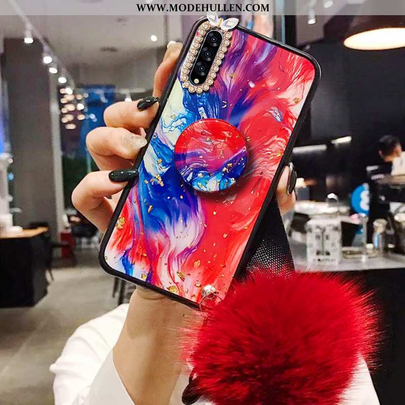 Hülle Samsung Galaxy A30s Trend Schutz Anti-sturz Netto Rot Handy Strass Sterne Rote