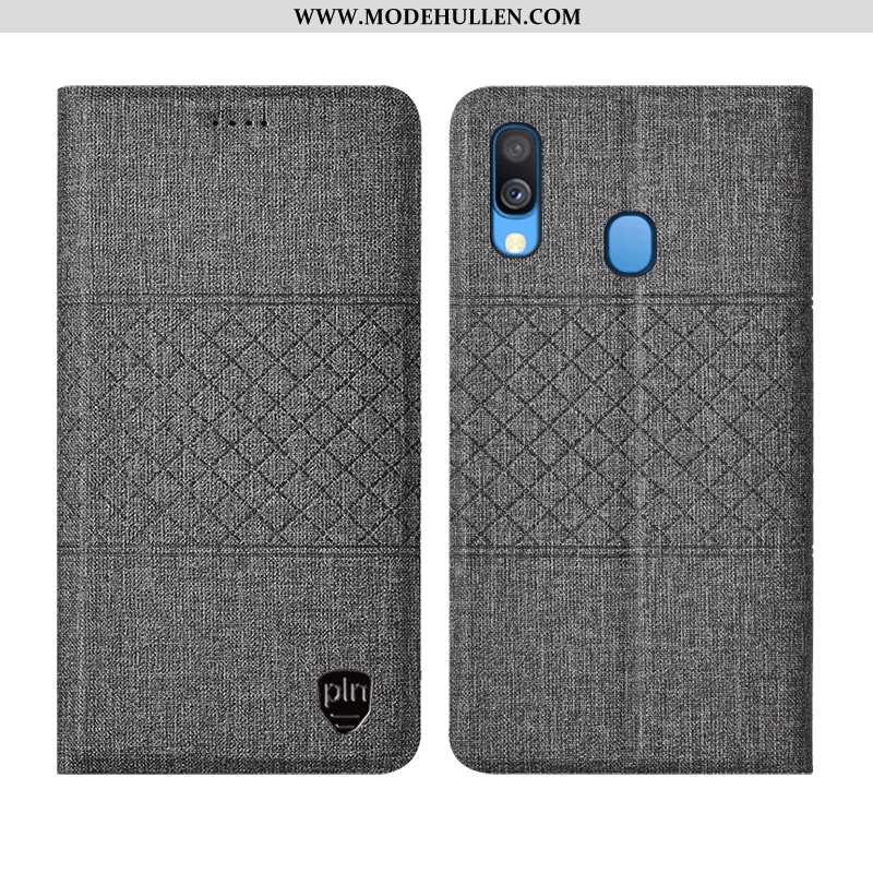 Hülle Samsung Galaxy A40 Schutz Baumwolle Und Leinen Sterne Kariert Alles Inklusive Handy Grau