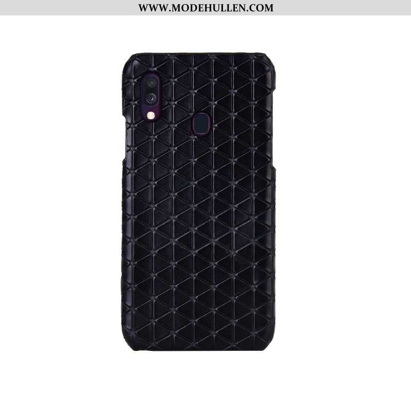 Hülle Samsung Galaxy A40 Schutz Mode Handy Case Sterne Kariert Anti-sturz Schwarz