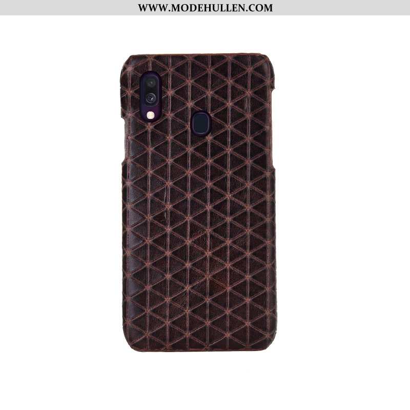 Hülle Samsung Galaxy A40 Schutz Mode Handy Case Sterne Kariert Anti-sturz Schwarz