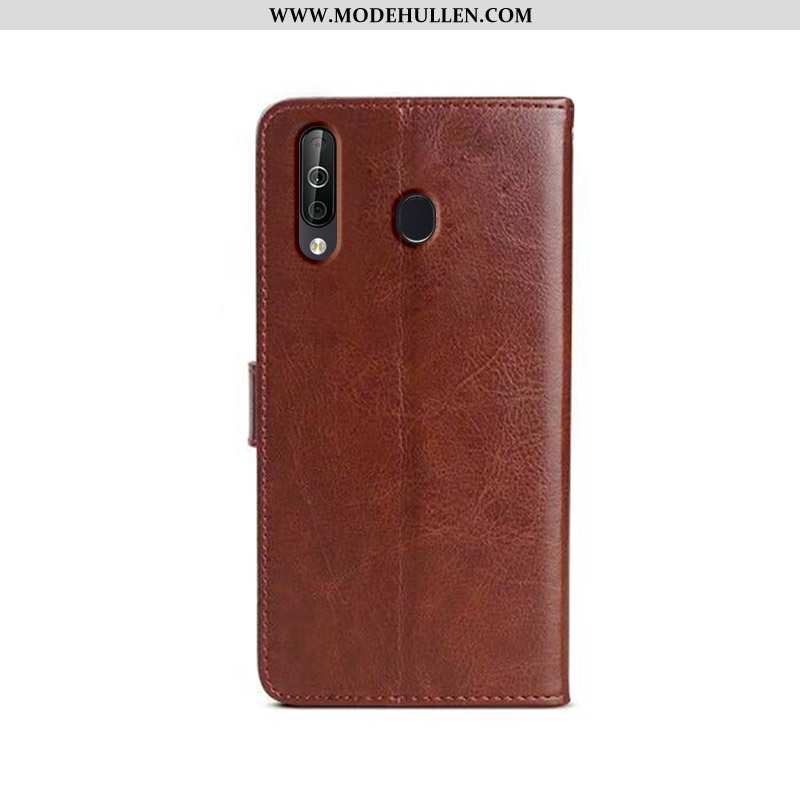 Hülle Samsung Galaxy A40s Leder Weiche Handy Braun Folio Case Alles Inklusive