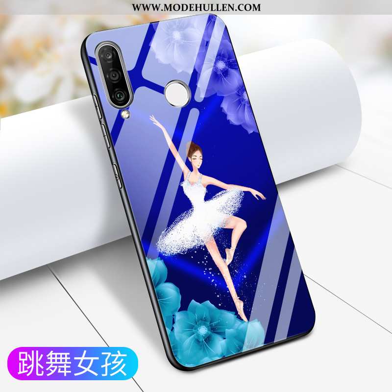 Hülle Samsung Galaxy A40s Schutz Glas Persönlichkeit Case Sterne Handy Dunkelblau