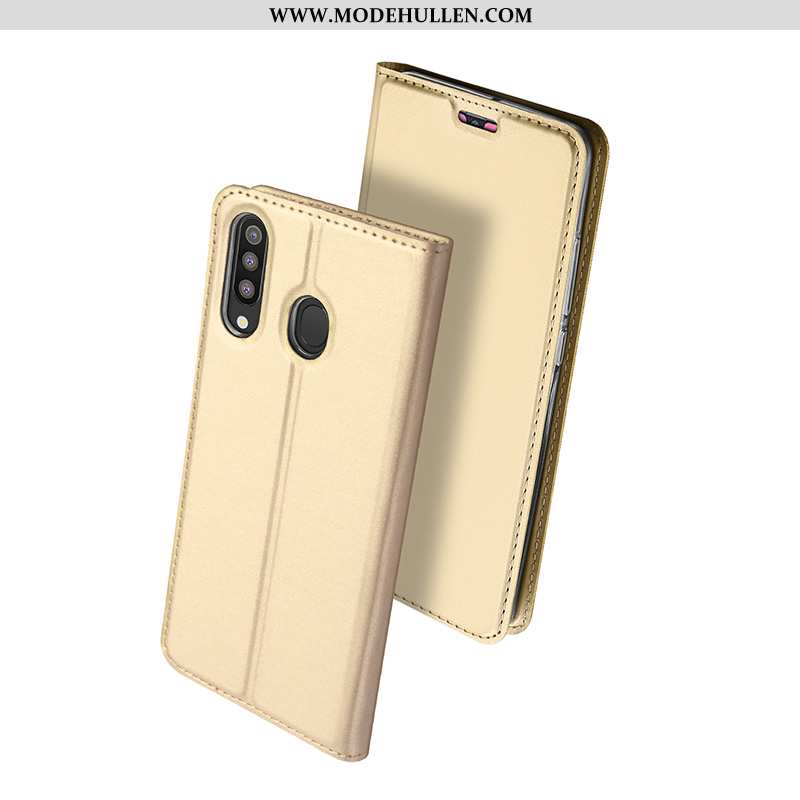 Hülle Samsung Galaxy A40s Schutz Lederhülle Sterne Handy Super Clamshell Dünne Gold