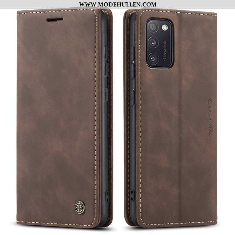 Hülle Samsung Galaxy A41 Lederhülle Leder Schutz Case Handy Anti-sturz Silikon Schwarz