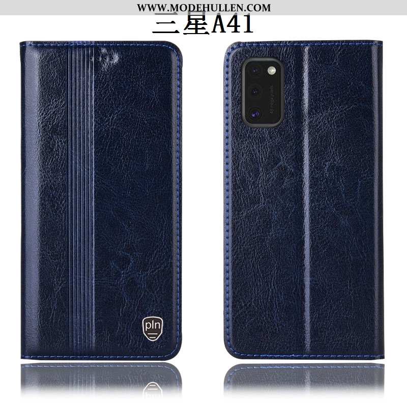 Hülle Samsung Galaxy A41 Schutz Lederhülle Case Anti-sturz Schwarz Handy