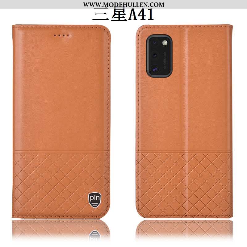 Hülle Samsung Galaxy A41 Schutz Lederhülle Case Handy Rot Anti-sturz Rote