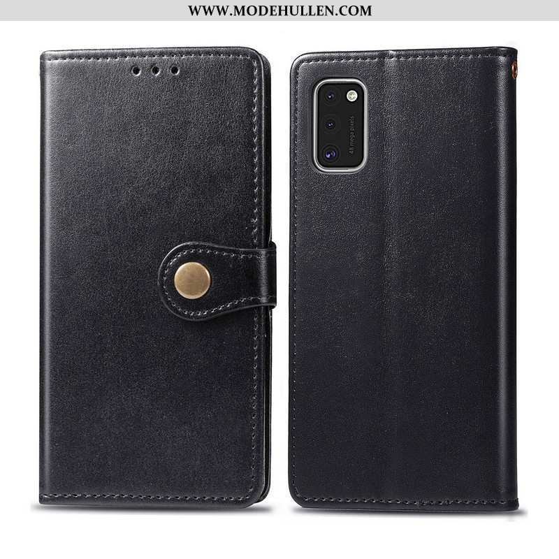 Hülle Samsung Galaxy A41 Schutz Lederhülle Handy Leder Einfach Case Braun Rote