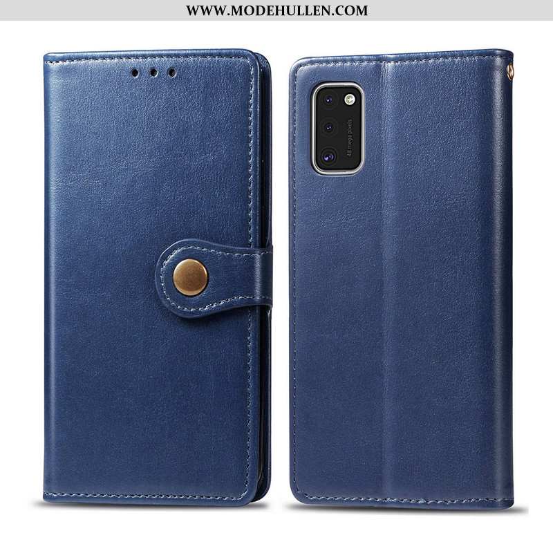 Hülle Samsung Galaxy A41 Schutz Lederhülle Handy Leder Einfach Case Braun Rote