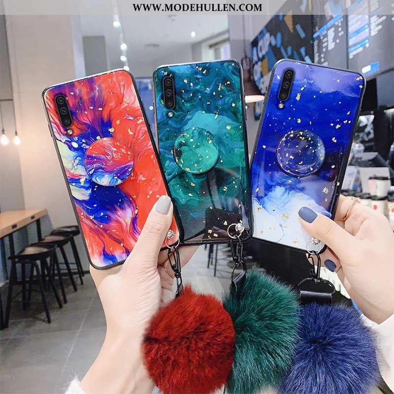 Hülle Samsung Galaxy A50 Dünne Silikon Schutz Netto Rot Sterne Mode Super Blau