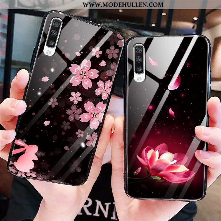 Hülle Samsung Galaxy A50 Glas Mode Case Handy Weiche Einfach Schwarz