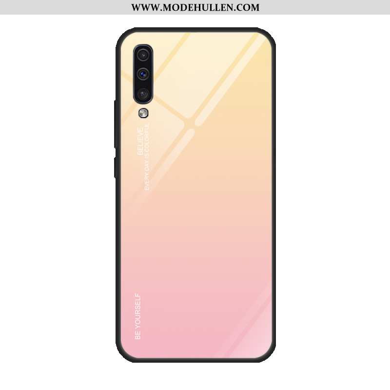 Hülle Samsung Galaxy A50 Glas Schutz Sterne Hintere Abdeckung Handy Spiegel Einfassung Lila