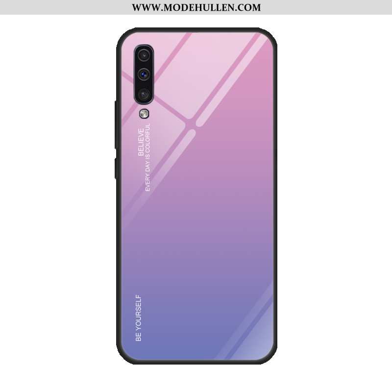 Hülle Samsung Galaxy A50 Glas Schutz Sterne Hintere Abdeckung Handy Spiegel Einfassung Lila