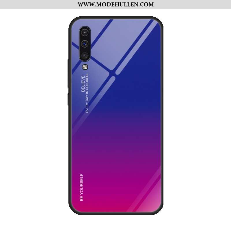 Hülle Samsung Galaxy A50 Glas Schutz Sterne Hintere Abdeckung Handy Spiegel Einfassung Lila