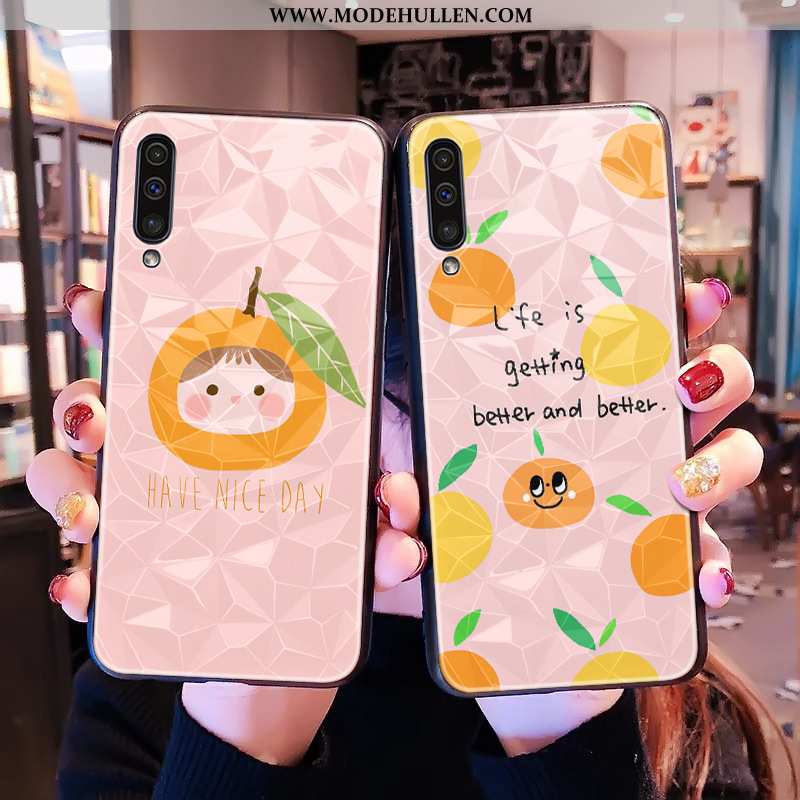 Hülle Samsung Galaxy A50 Schutz Karikatur Diamantform Case Handy Sterne Rosa