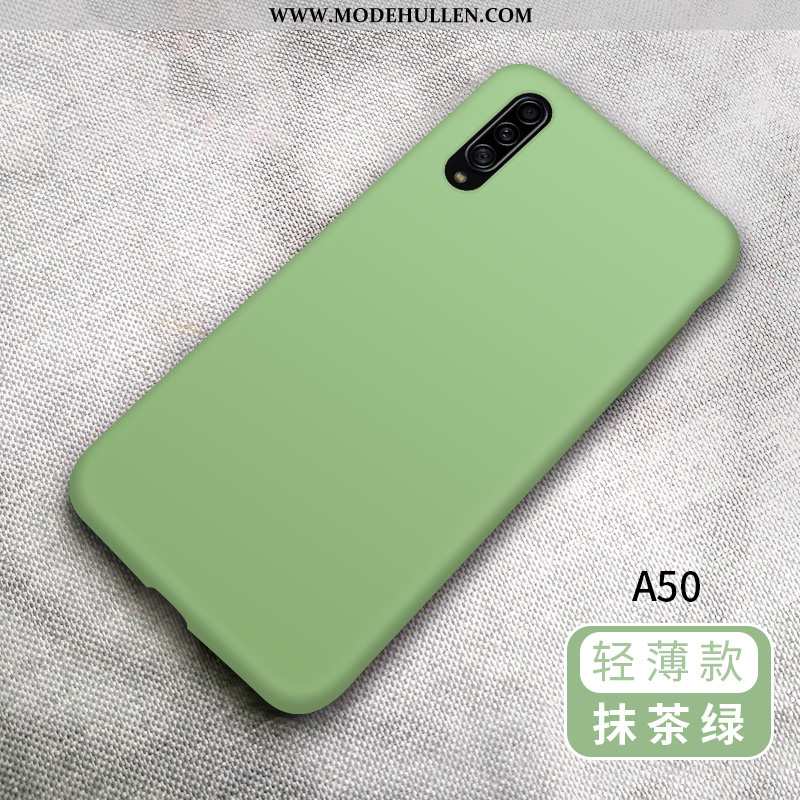 Hülle Samsung Galaxy A50 Silikon Schutz Sterne Grün Einfassung Handy Einfarbig