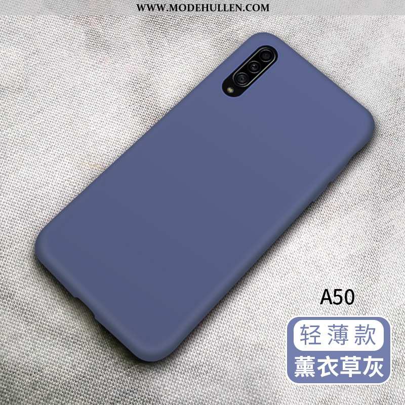 Hülle Samsung Galaxy A50 Silikon Schutz Sterne Grün Einfassung Handy Einfarbig