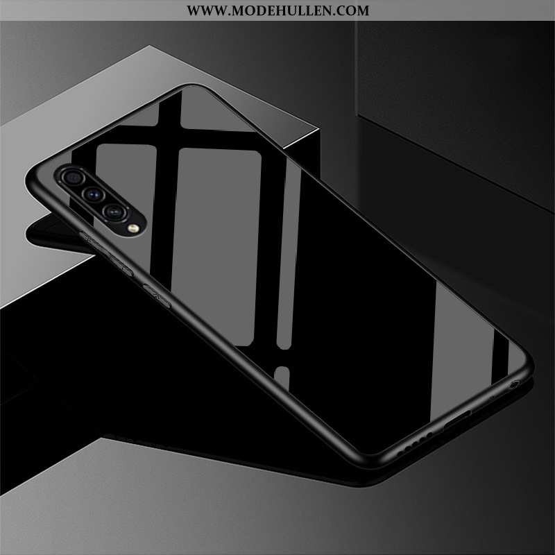 Hülle Samsung Galaxy A50s Glas Mode Handy Luxus Sterne Schutz Case Schwarz