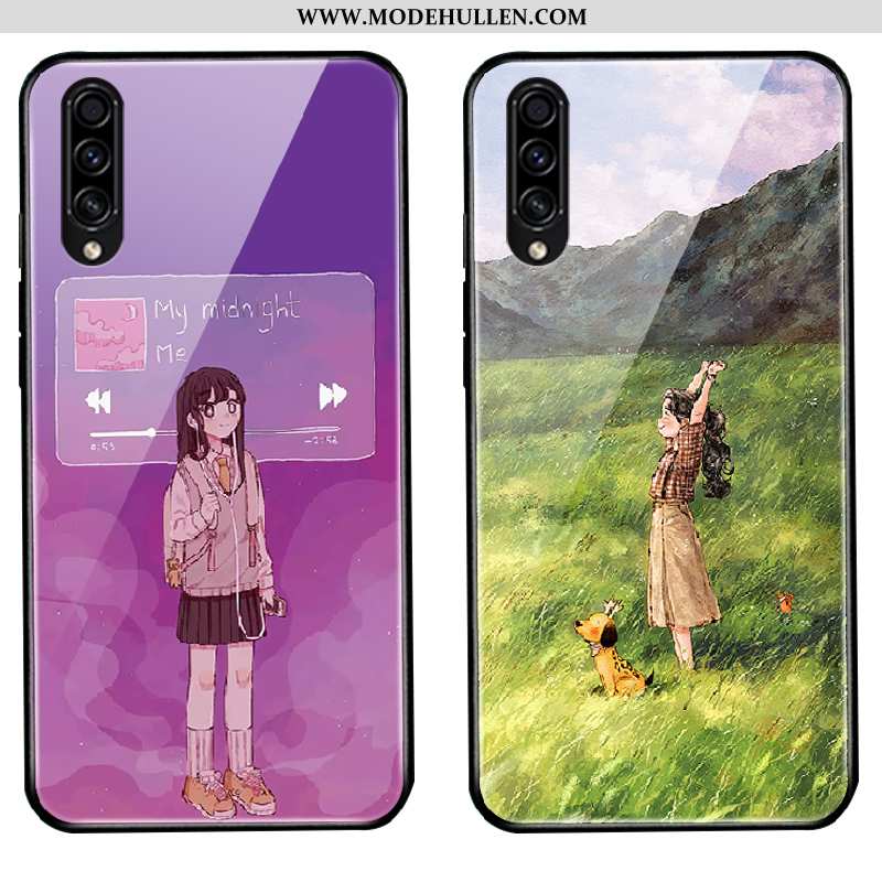 Hülle Samsung Galaxy A50s Glas Nette Einfassung Frisch Lila Anti-sturz Sterne