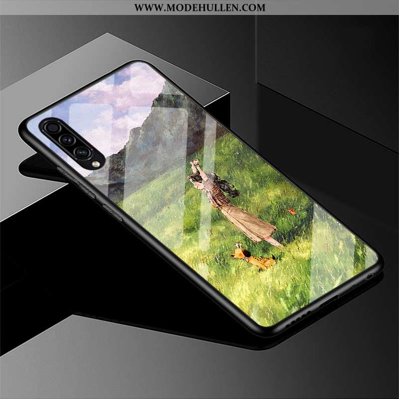 Hülle Samsung Galaxy A50s Glas Nette Einfassung Frisch Lila Anti-sturz Sterne