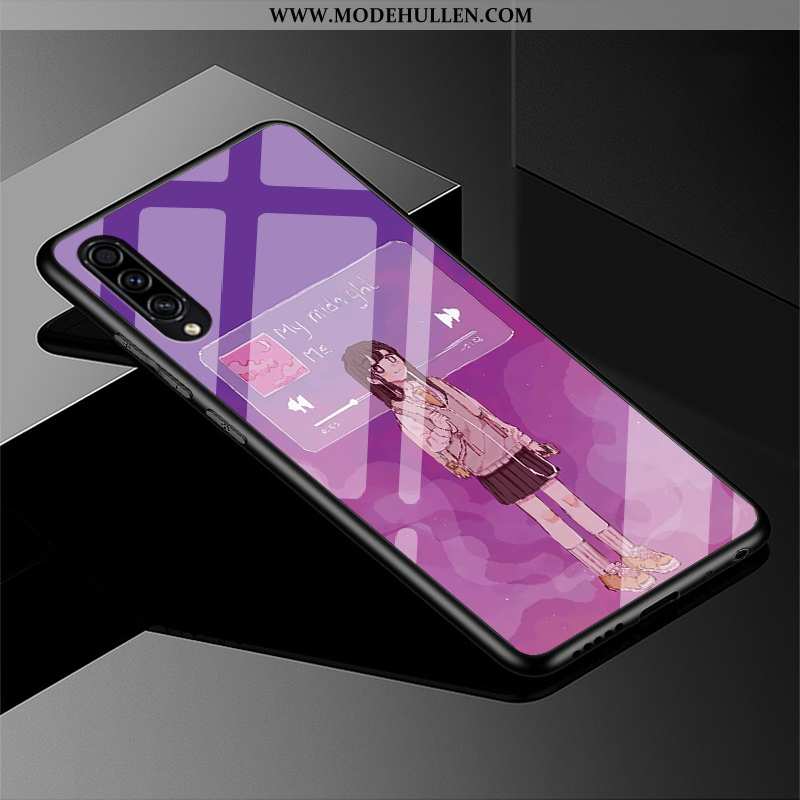 Hülle Samsung Galaxy A50s Glas Nette Einfassung Frisch Lila Anti-sturz Sterne