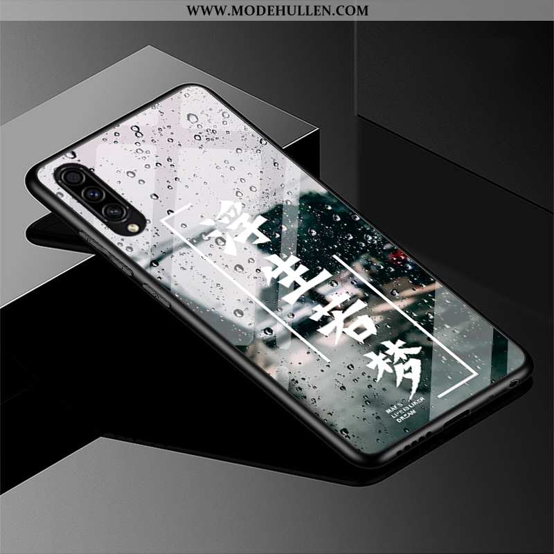 Hülle Samsung Galaxy A50s Glas Persönlichkeit Anti-sturz Handy Einfassung Case Dunkelblau