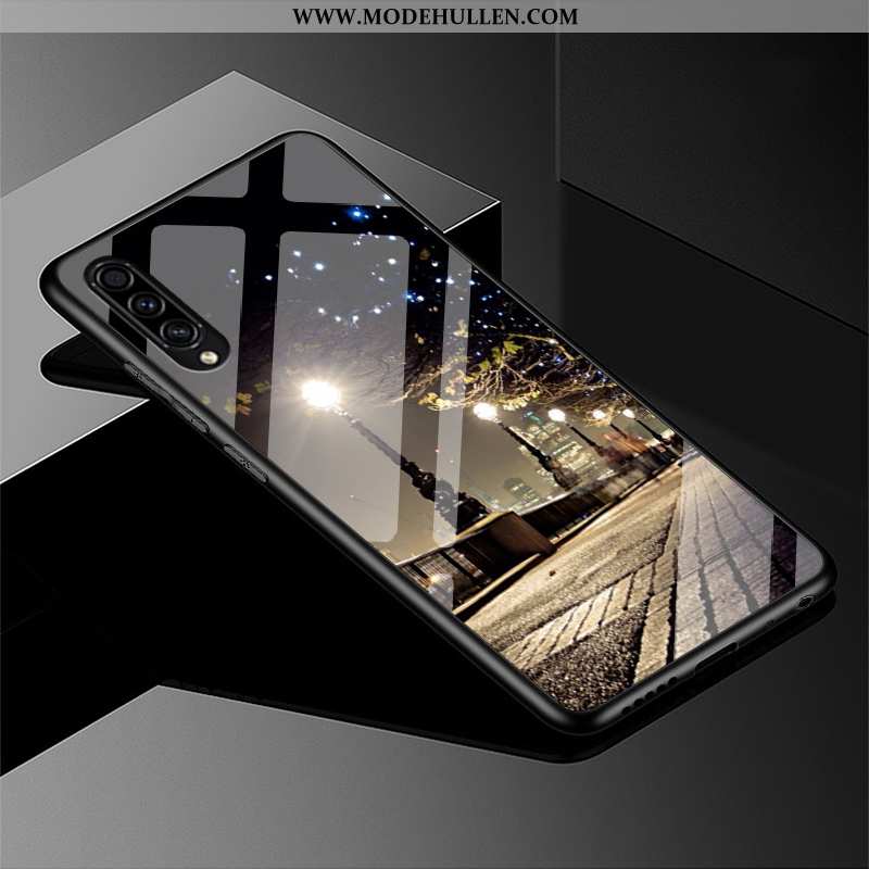 Hülle Samsung Galaxy A50s Glas Persönlichkeit Anti-sturz Handy Einfassung Case Dunkelblau