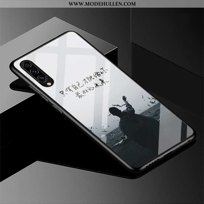 Hülle Samsung Galaxy A50s Glas Persönlichkeit Anti-sturz Handy Einfassung Case Dunkelblau