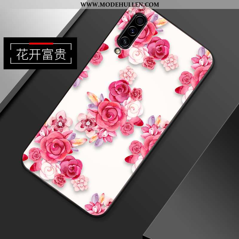 Hülle Samsung Galaxy A50s Retro Muster Einfach Dünne Blumen Nubuck Case Rosa