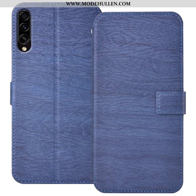 Hülle Samsung Galaxy A50s Silikon Schutz Lederhülle Case Sterne Blau Handy