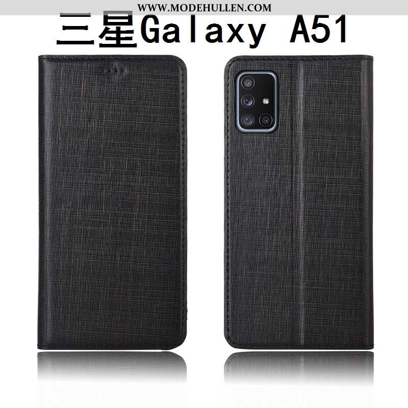 Hülle Samsung Galaxy A51 Echt Leder Silikon Lederhülle Case Neu Blau