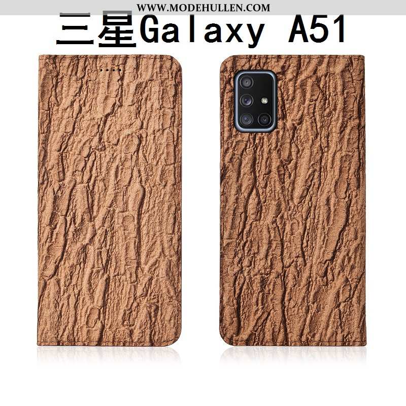 Hülle Samsung Galaxy A51 Leder Silikon Neu Case Clamshell Rot Rote