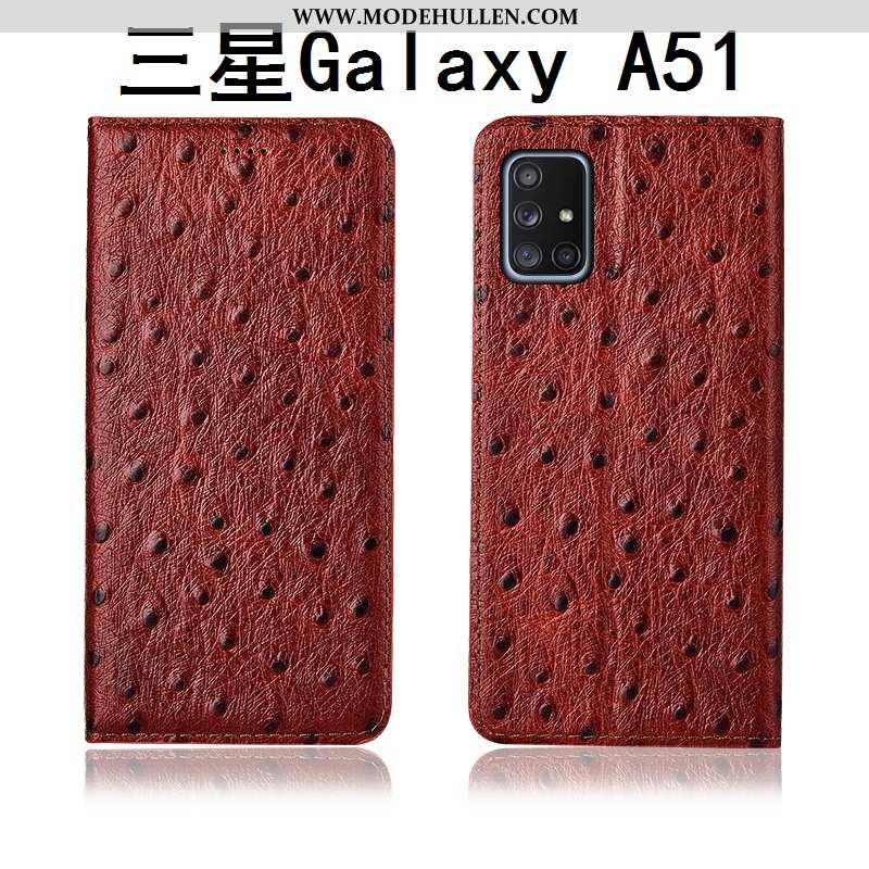 Hülle Samsung Galaxy A51 Muster Silikon Schutz Lederhülle Nubuck Handy Schwarz