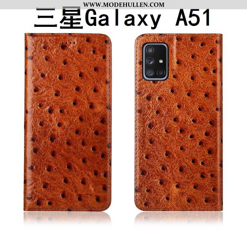 Hülle Samsung Galaxy A51 Muster Silikon Schutz Lederhülle Nubuck Handy Schwarz