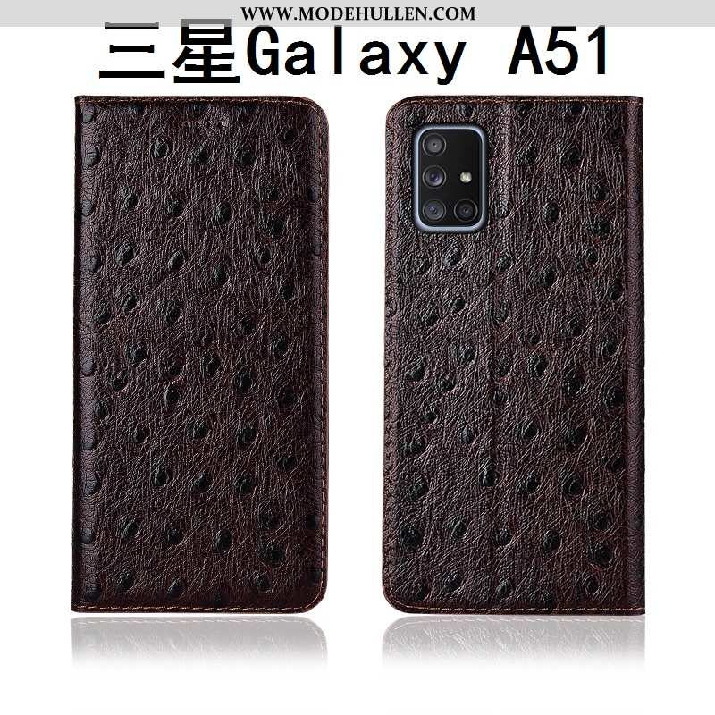 Hülle Samsung Galaxy A51 Muster Silikon Schutz Lederhülle Nubuck Handy Schwarz